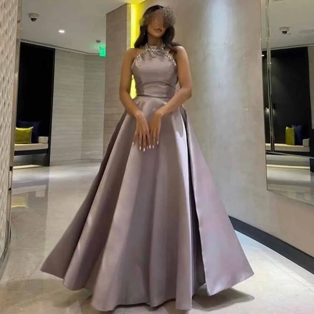 Romantic Prom Dresses for Ladies Satin A-line Formal Evening Dress Taro Pur High Collar Rhinestones/Crystals Party Gown Long
Romantic Prom Dresses for Ladies Satin A-line Formal Evening Dress Taro Pur High Collar Rhinestones/Crystals Party Gown Long