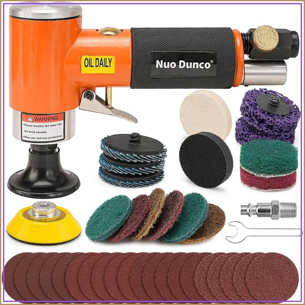 2-Inch Pneumatic Mini Orbital Sander Kit 2-in-1 Air Right Angle Grinder Polisher Surface Prep Tool with 40 Pcs Quick Change Sanding Discs for Metal & Woodworking
2-Inch Pneumatic Mini Orbital Sander Kit 2-in-1 Air Right Angle Grinder Polisher Surface Prep Tool with 40 Pcs Quick Change Sanding Discs for Metal & Woodworking