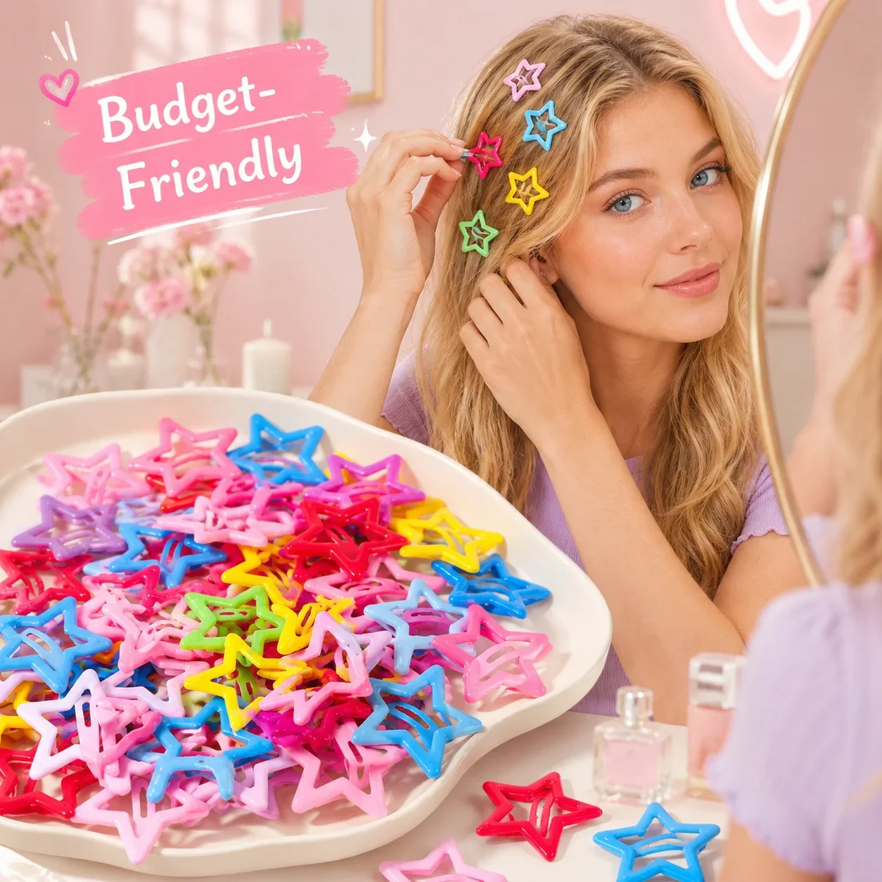 20 Pack Colorful Star Hair Clips, Cute Snap Barrettes for Girls Women Kids Hair Styling and Daily Wear
20 Pack Colorful Star Hair Clips, Cute Snap Barrettes for Girls Women Kids Hair Styling and Daily Wear