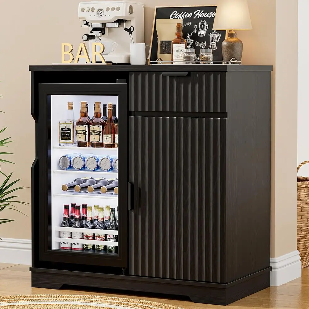 Fridge Cabinet Fridge Included, Fluted Coffee Bar Cabinet with Refrigerator, Pull Out Drawer amp Storage Cabinets, 31.5 Liquor
Fridge Cabinet Fridge Included, Fluted Coffee Bar Cabinet with Refrigerator, Pull Out Drawer amp Storage Cabinets, 31.5 Liquor