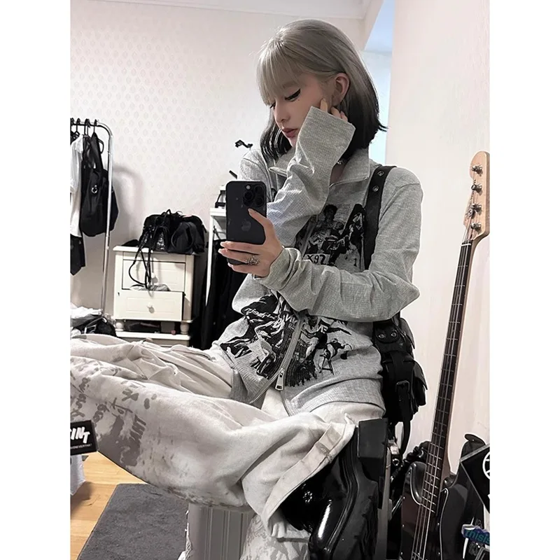 ay Double Zipper Long Sve Cardigan Women's Sle American Hot Girl Design Y2K Millennium Subculture Top Sweet Sle
ay Double Zipper Long Sve Cardigan Women's Sle American Hot Girl Design Y2K Millennium Subculture Top Sweet Sle