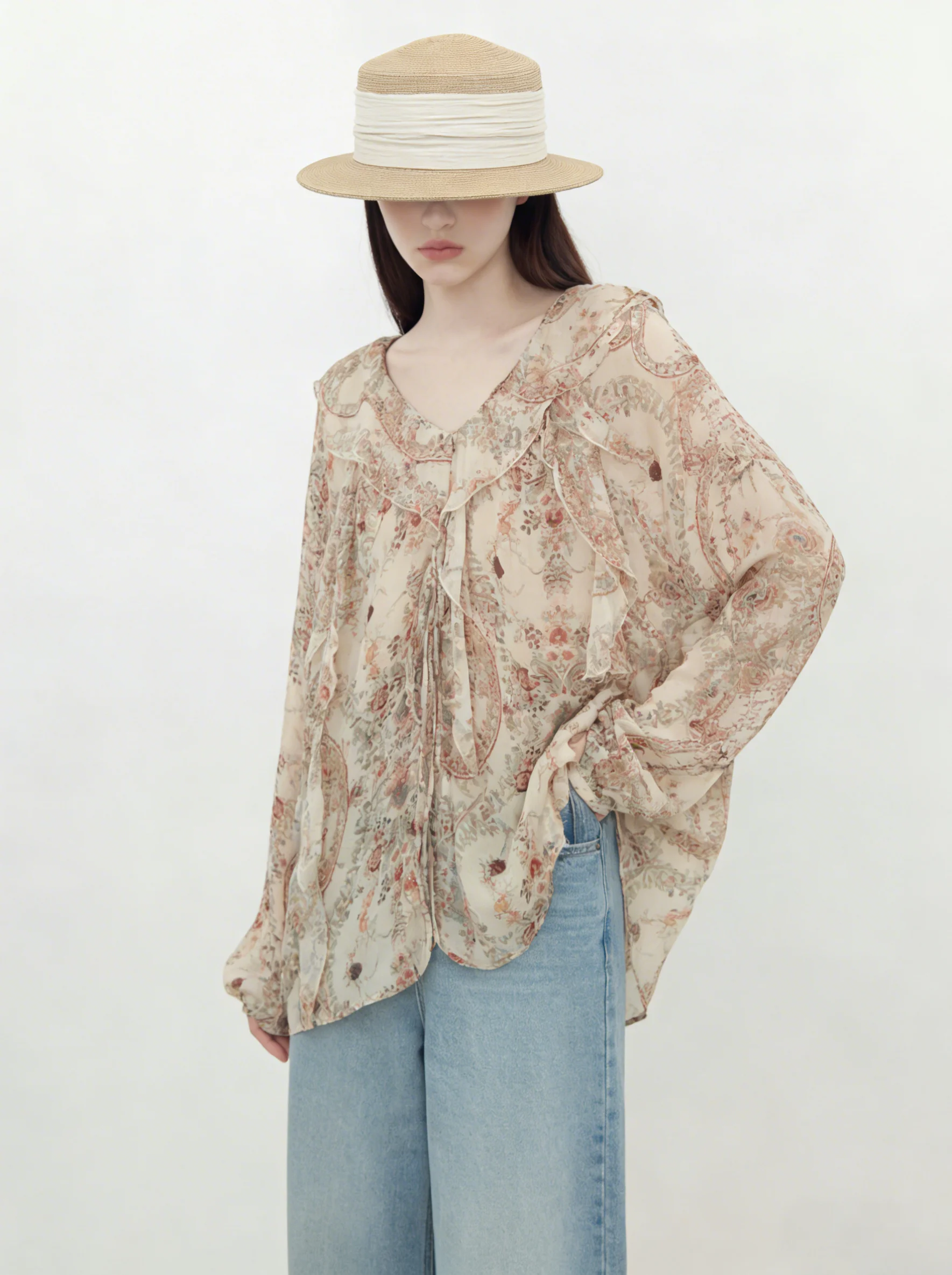 Ele Loose Long Sve Floral Print Blouse Women's Casual Sle Polyester Blend Fabric G875 Spring Season Daily Wear
Ele Loose Long Sve Floral Print Blouse Women's Casual Sle Polyester Blend Fabric G875 Spring Season Daily Wear