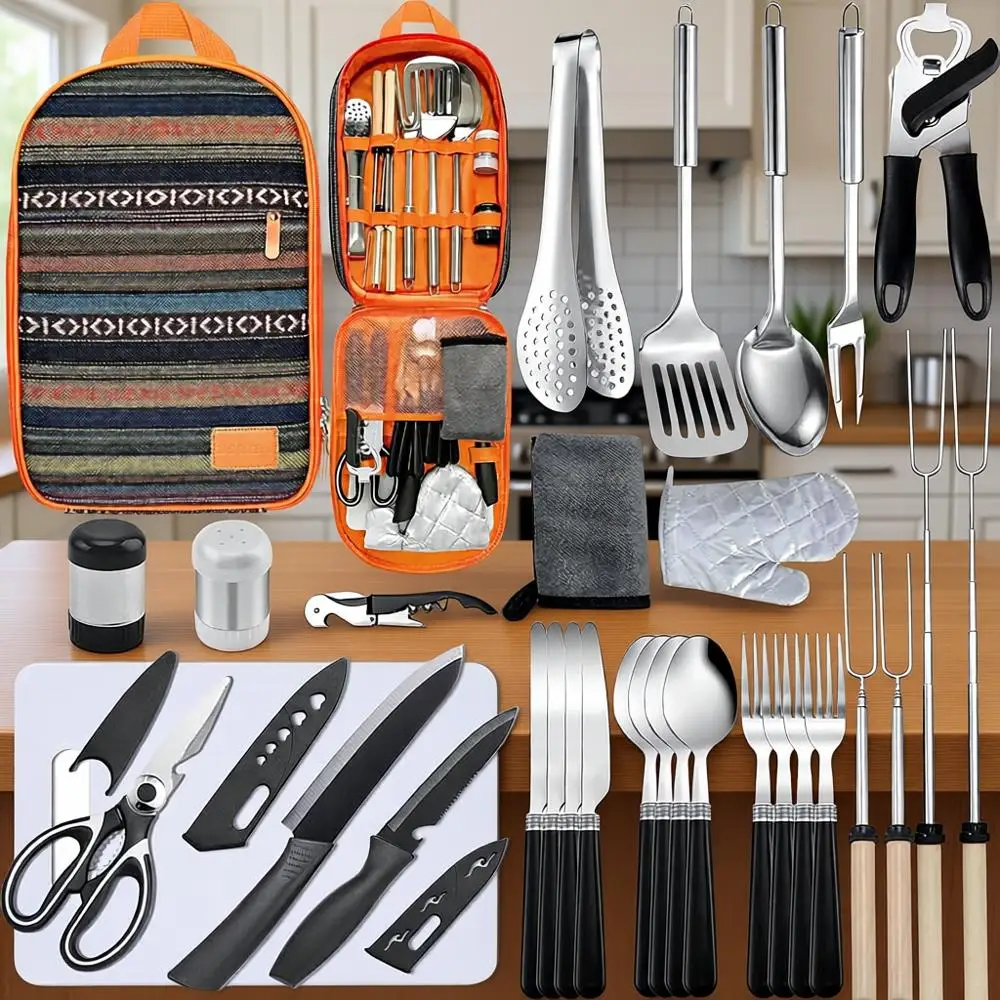 Набор походной посуды - высококачественные кухонные принадлежности из нержавеющей стали и силикона для автомобиля, кемпера и кемпинга в палатке
Набор походной посуды - высококачественные кухонные принадлежности из нержавеющей стали и силикона для автомобиля, кемпера и кемпинга в палатке