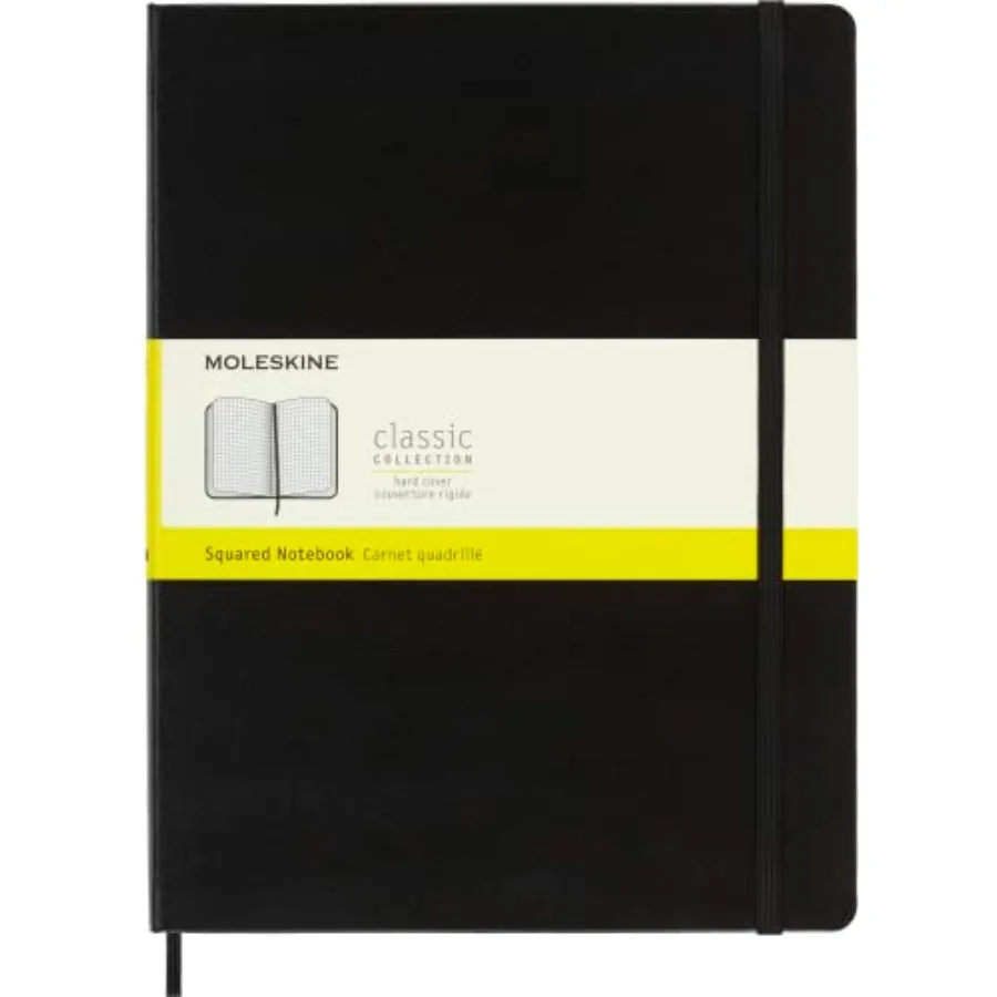 Classic Notebook, Hard Cover, XL 7.5" x 9.5" Squared/Grid, Black, 192 Pages
Classic Notebook, Hard Cover, XL 7.5" x 9.5" Squared/Grid, Black, 192 Pages