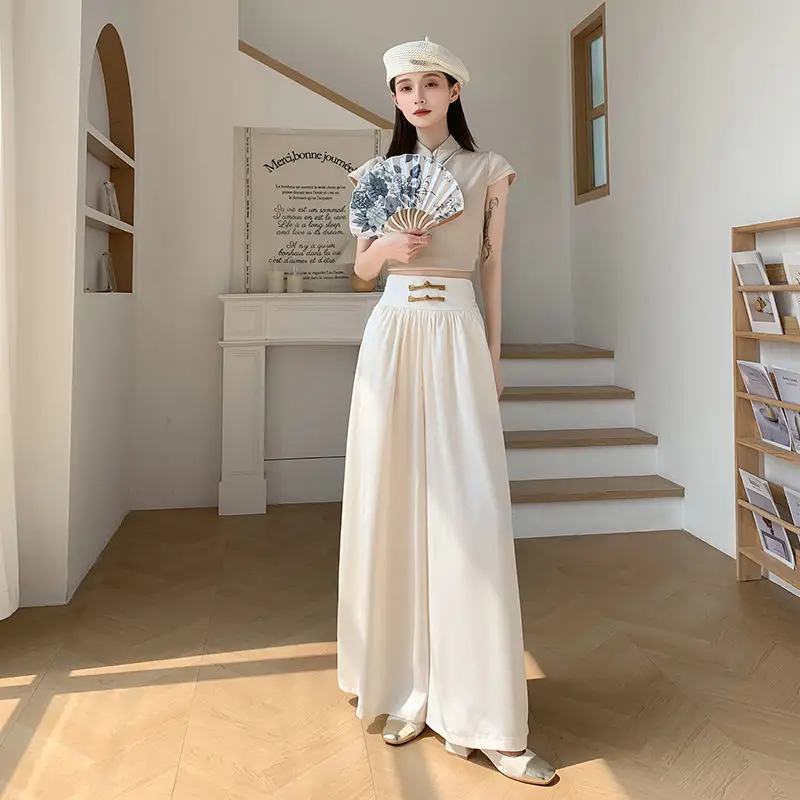 Chinese Style Elegant Temperament Wide Leg Women Spring Summer Simplicity Solid Color Straight Fashion All-match Casual Trousers
Chinese Style Elegant Temperament Wide Leg Women Spring Summer Simplicity Solid Color Straight Fashion All-match Casual Trousers
