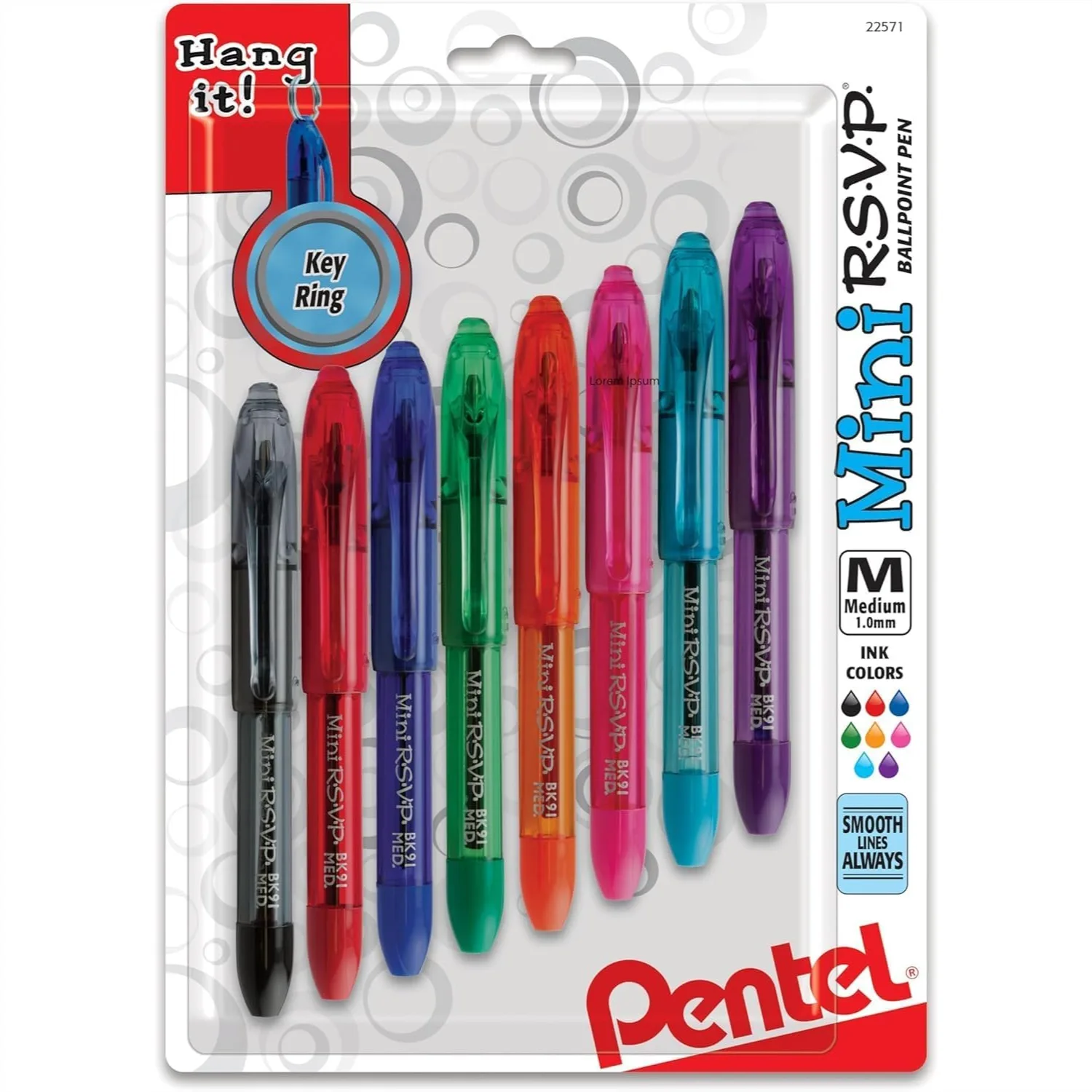 RSVP Mini Ballpoint Pen 1.0mm Medium Line with Key Ring, 8 Pack Assorted Ink Colors
RSVP Mini Ballpoint Pen 1.0mm Medium Line with Key Ring, 8 Pack Assorted Ink Colors