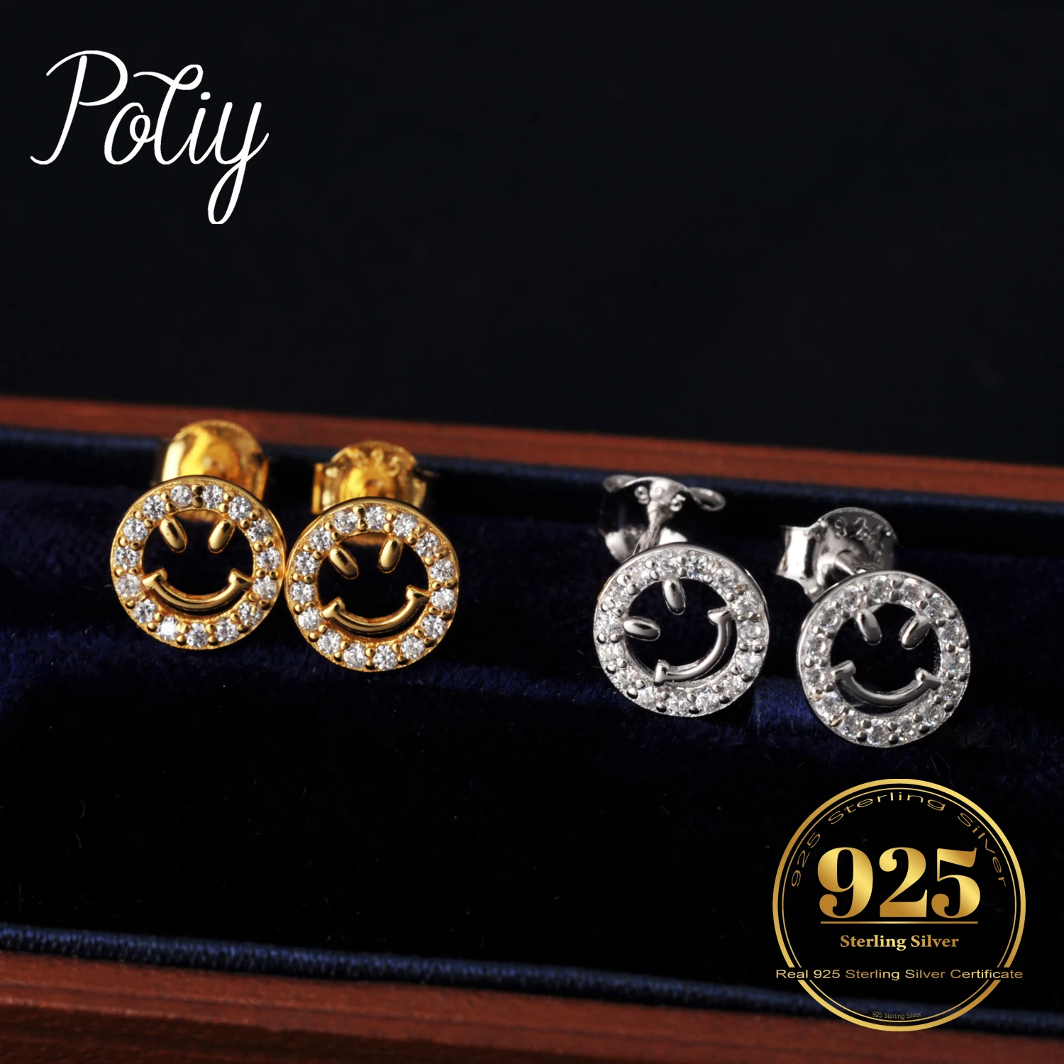 Potiy Smiling Face Cubic Zirconia Stud Earrings For Her 14K White Yellow Gold 925 Sterling Silver Daily birthday gifts for women
Potiy Smiling Face Cubic Zirconia Stud Earrings For Her 14K White Yellow Gold 925 Sterling Silver Daily birthday gifts for women
