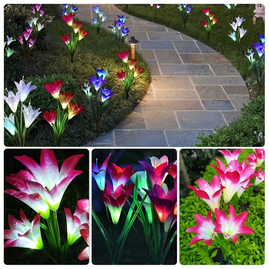 2Pcs Solar Garden Lights Outdoor Lily Flower LED Light 7Color Changing IP65 Waterproof for Festival Drations
2Pcs Solar Garden Lights Outdoor Lily Flower LED Light 7Color Changing IP65 Waterproof for Festival Drations