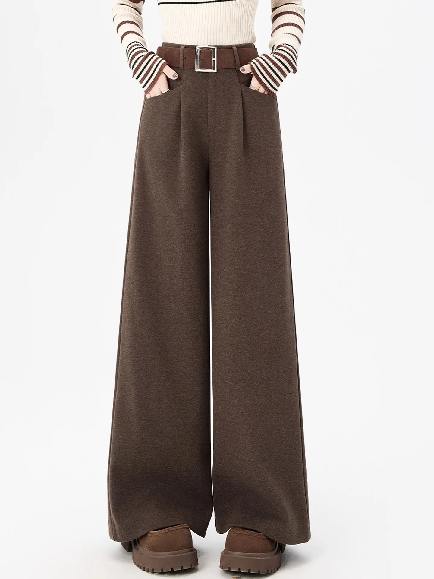 High Waist Straight Leg Wide Leg Pants Coffee Color Woolen Trousers for Women Casual Sle High Elastic Comfortable Polyester...
High Waist Straight Leg Wide Leg Pants Coffee Color Woolen Trousers for Women Casual Sle High Elastic Comfortable Polyester...