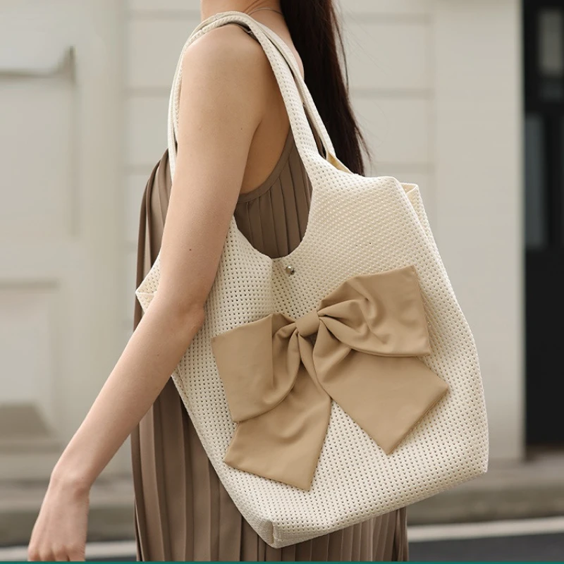 Korean Summer Dopamine Color Knitted Tote Bag Women's Large Capacity Shoulder Bag with Oversized Bow Casual Beach Tote
Korean Summer Dopamine Color Knitted Tote Bag Women's Large Capacity Shoulder Bag with Oversized Bow Casual Beach Tote