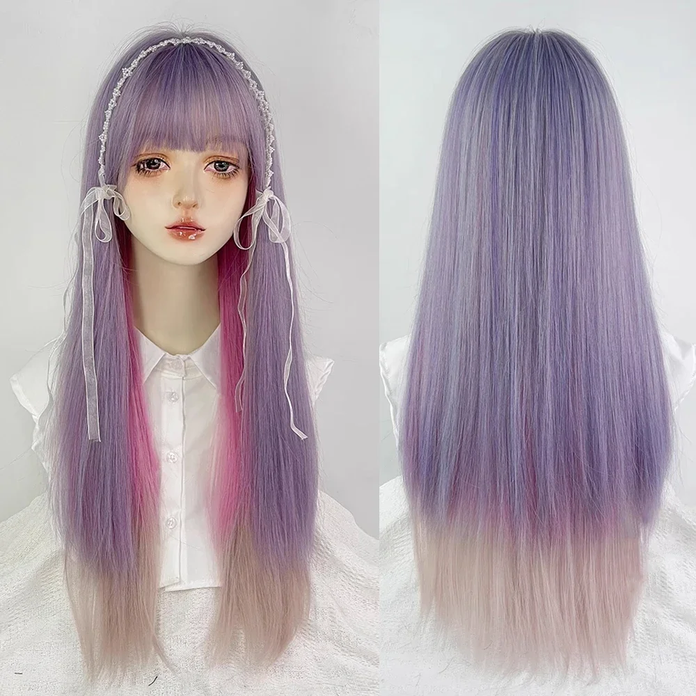 Длинные прямые синтетические фиолетовые розовые парики с омбре с челкой Лолита, пушистый женский парик для косплея, термостойкий для повседневной вечеринки
Длинные прямые синтетические фиолетовые розовые парики с омбре с челкой Лолита, пушистый женский парик для косплея, термостойкий для повседневной вечеринки