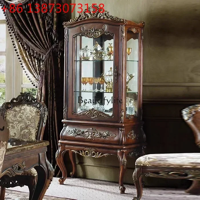 American all-solid wood wine cabinet French decorative carved luxury locker
American all-solid wood wine cabinet French decorative carved luxury locker