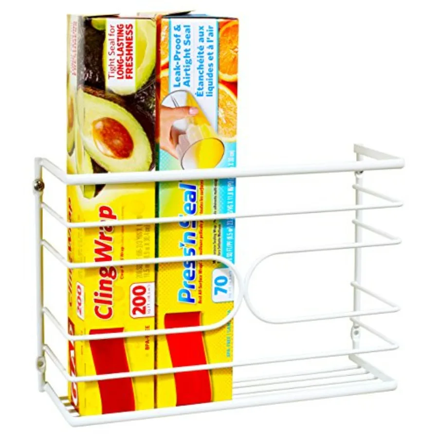 Wall Mount Kitchen Wrap Organizer Rack, White
Wall Mount Kitchen Wrap Organizer Rack, White