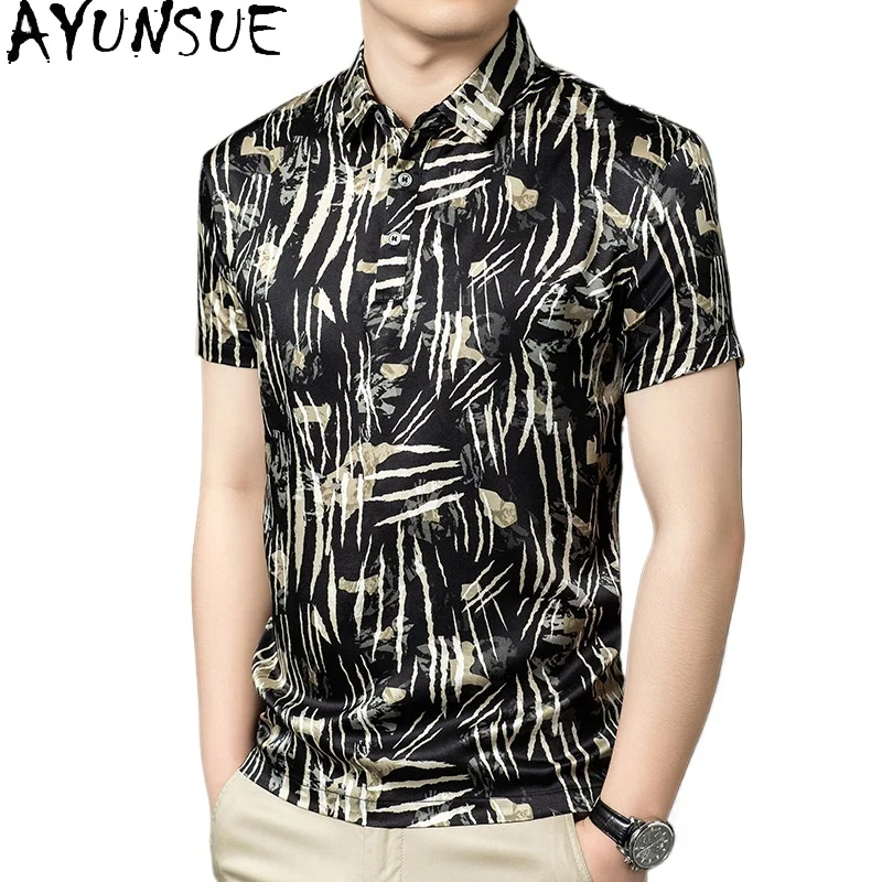 AYUNSUE 92.5% Real Mulberry Silk T Shirts for Men Clothing Summer 2026 Fashion Printed Polo T Shirt Man Short Sleeve Tshirt New
AYUNSUE 92.5% Real Mulberry Silk T Shirts for Men Clothing Summer 2026 Fashion Printed Polo T Shirt Man Short Sleeve Tshirt New