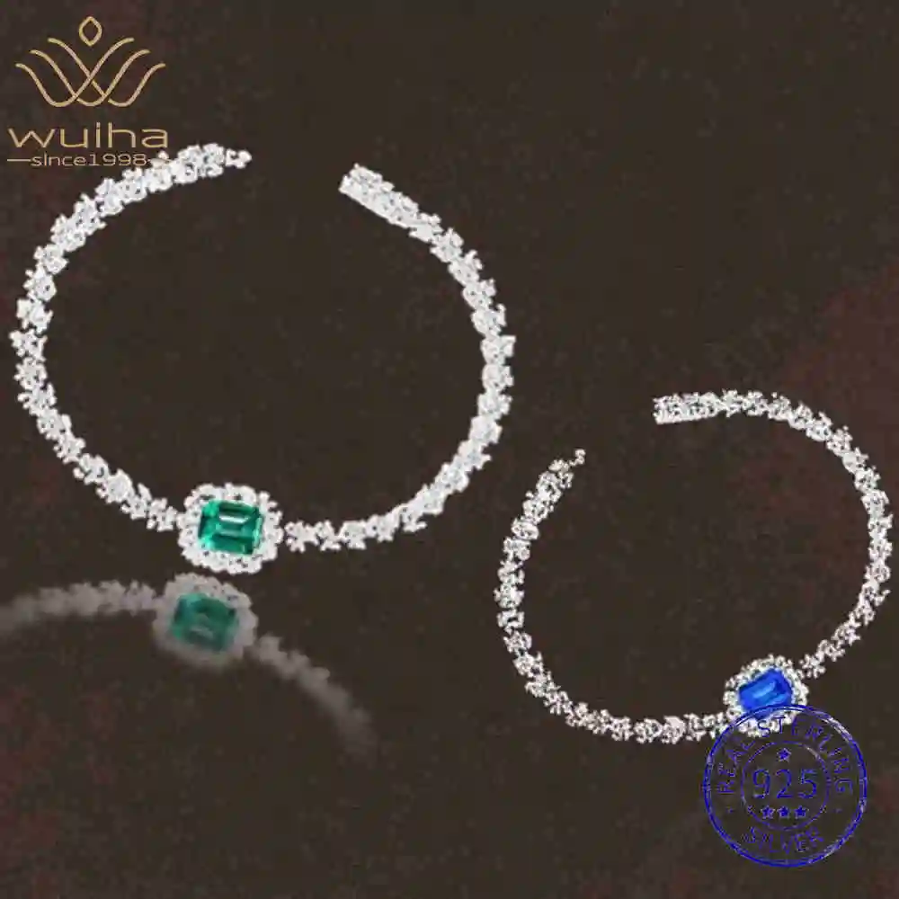WUIHA 925 Sterling Silver 7 * 9 MM Sapphire Emerald High Carbon Diamond Gemstone Wedding Engagement Bracelet Bangle Fine Jewelry
WUIHA 925 Sterling Silver 7 * 9 MM Sapphire Emerald High Carbon Diamond Gemstone Wedding Engagement Bracelet Bangle Fine Jewelry