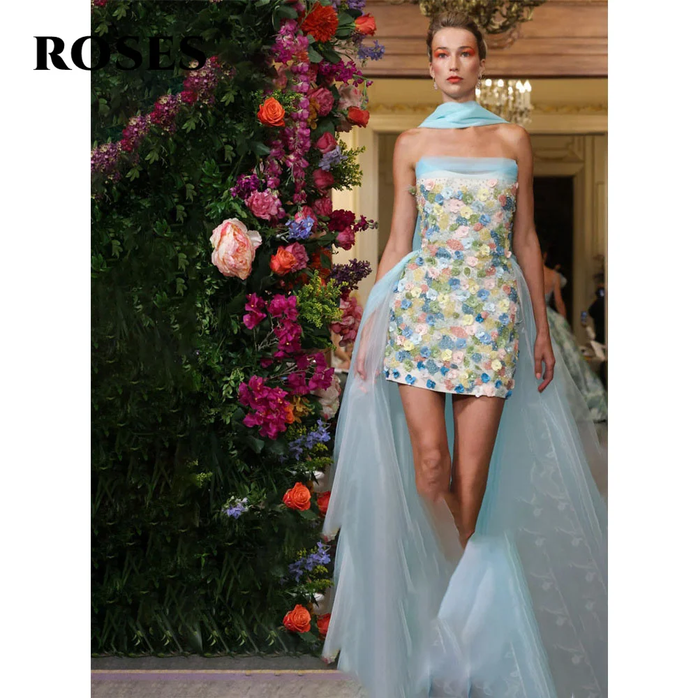 ROSES Blue Mermaid Evening Gown Elegant Strapless Prom Dress High and Low Evening Dresses for Woman robes de soirée Customized
ROSES Blue Mermaid Evening Gown Elegant Strapless Prom Dress High and Low Evening Dresses for Woman robes de soirée Customized