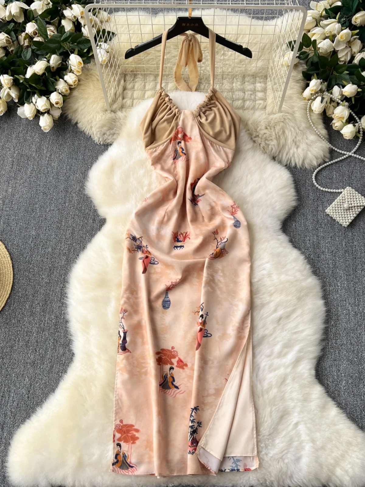 Foamlina Elegant Retro Style Print Summer Dress for Women Fashion Bow-tied Halter Neck Sleeveless Backless Slim Long Party Dress
Foamlina Elegant Retro Style Print Summer Dress for Women Fashion Bow-tied Halter Neck Sleeveless Backless Slim Long Party Dress