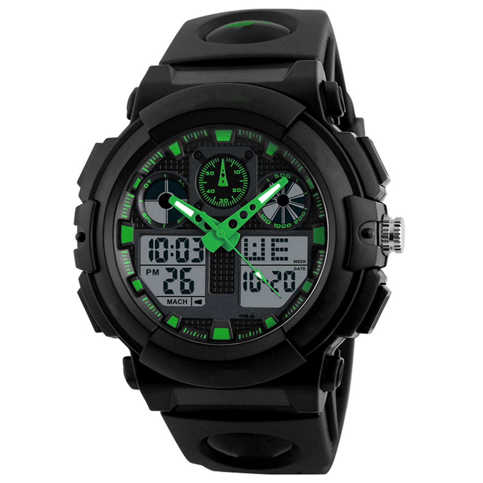 Waterproof Men'S Led Digital Watch Chronograph Dual Time Alarm Date Week El Backlight 50M Water Resistant Pu Strap Adjustable
Waterproof Men'S Led Digital Watch Chronograph Dual Time Alarm Date Week El Backlight 50M Water Resistant Pu Strap Adjustable