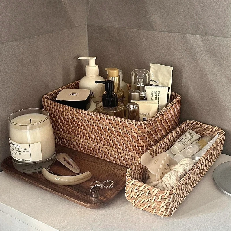 Cosmetic Storage Basket, Desktop Skincare Organizer Box, Woven Snack Box, Coffee Table Storage Bin, Decorative Organizer
Cosmetic Storage Basket, Desktop Skincare Organizer Box, Woven Snack Box, Coffee Table Storage Bin, Decorative Organizer