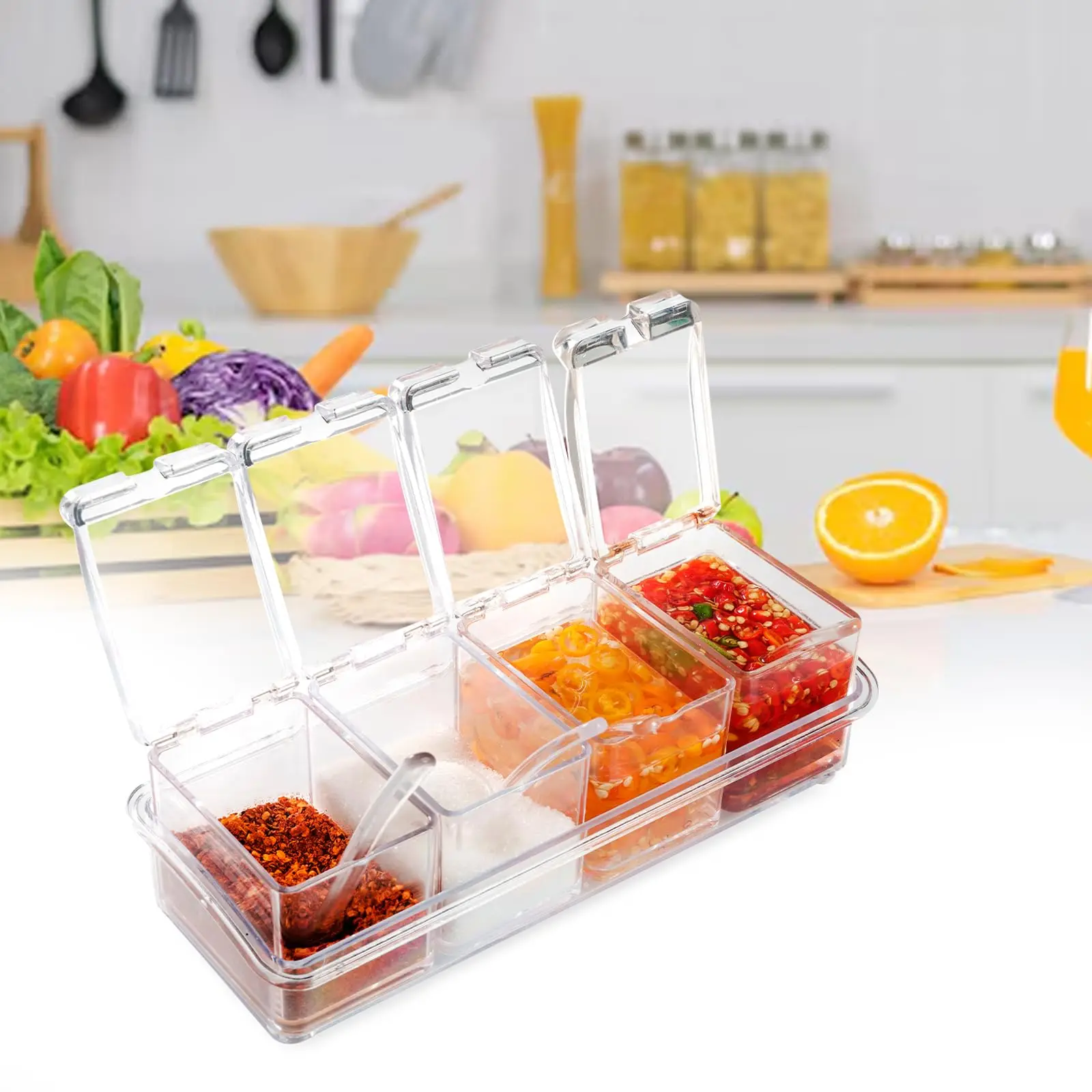 Clear Spice Jars Set with Lids & Spoons, 4-Piece Airtight Kitchen Storage Containers for Spices, Salt, Coffee, Tea, Sugar
Clear Spice Jars Set with Lids & Spoons, 4-Piece Airtight Kitchen Storage Containers for Spices, Salt, Coffee, Tea, Sugar