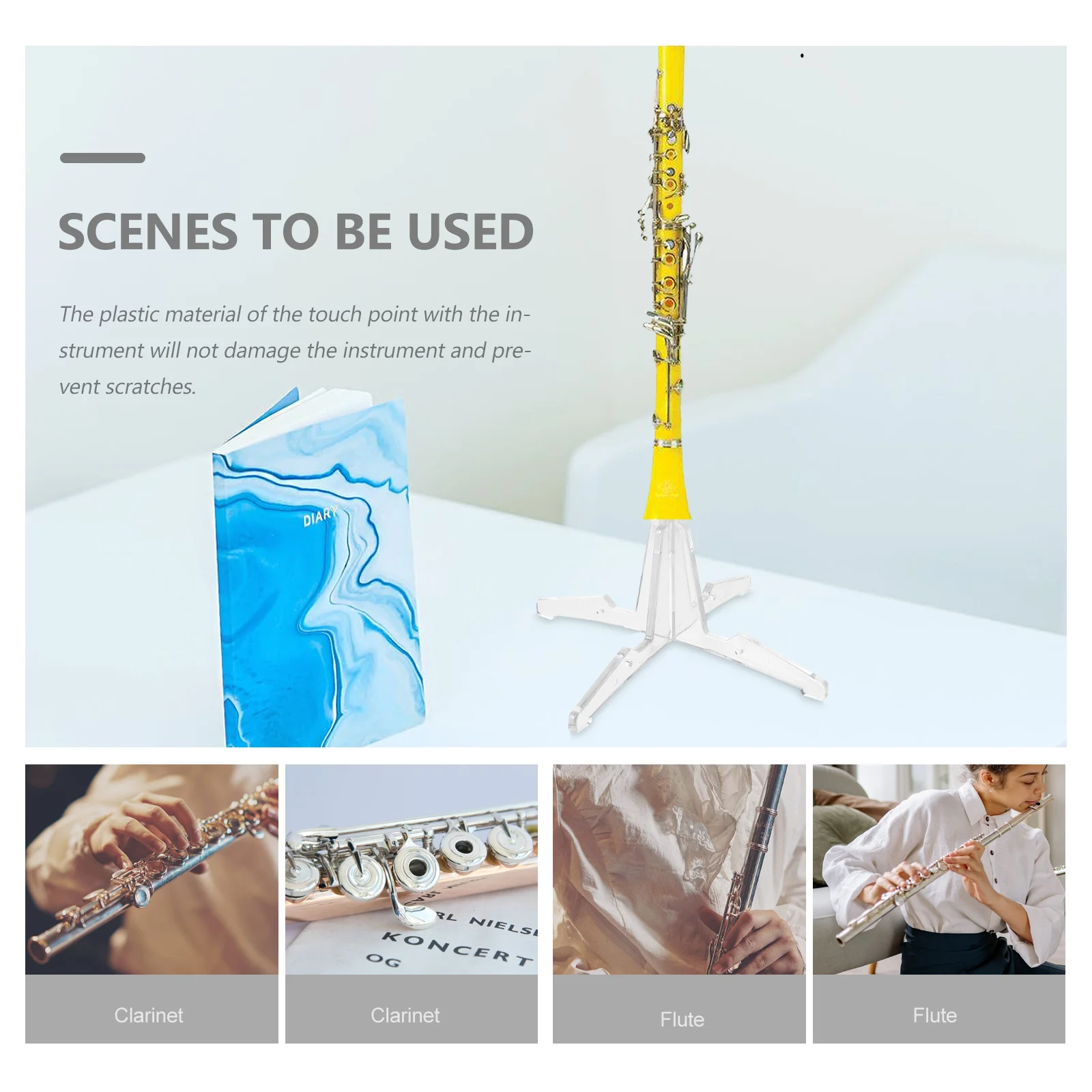 Clarinet Stand Flute Holder Foldable Four-legged Fan Display PC Material Detachable
Clarinet Stand Flute Holder Foldable Four-legged Fan Display PC Material Detachable