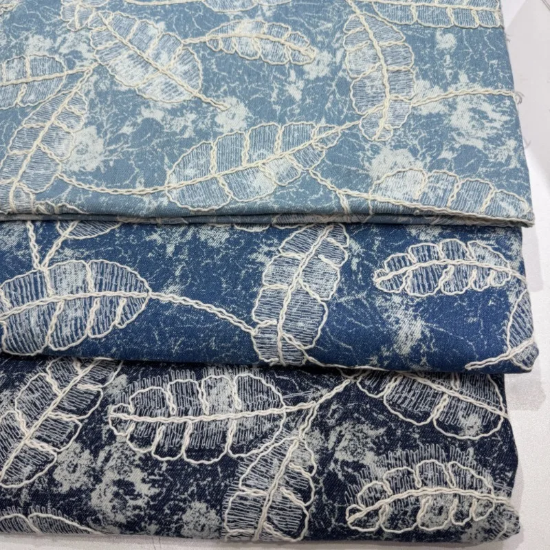 Wide 135cm Spring Summer Denim Fabric with Lace Leaf Thread Embroidery, Handmade DIY Cloth for Clothes Hats
Wide 135cm Spring Summer Denim Fabric with Lace Leaf Thread Embroidery, Handmade DIY Cloth for Clothes Hats