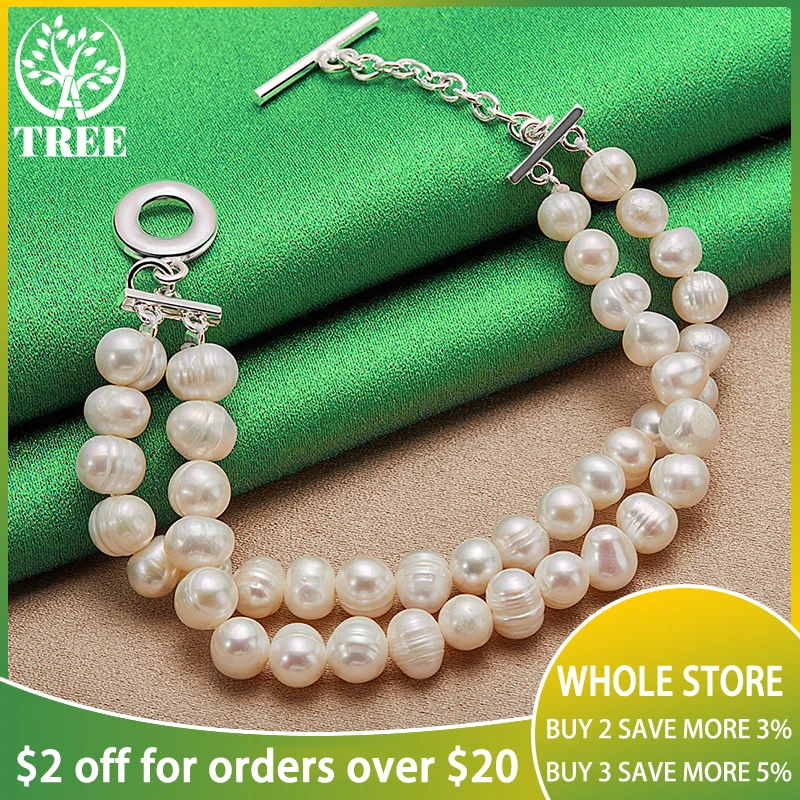 ALITREE 925 Sterling Silver White Double Row Pearl Bracelet For Women Party Engagement Wedding Birthday Fashion Jewelry
ALITREE 925 Sterling Silver White Double Row Pearl Bracelet For Women Party Engagement Wedding Birthday Fashion Jewelry