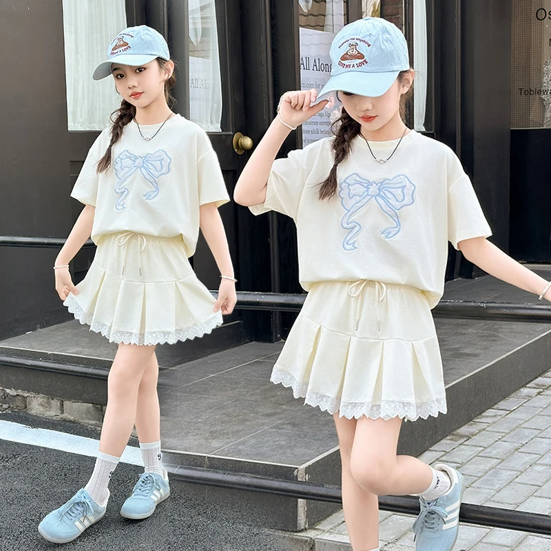 Summer Girls Skirt Set Short-Sleeve Tops and Skirt Two-Piece Suit School Teen Kids Baby Cute Costume Child Bow Outfit Garment
Summer Girls Skirt Set Short-Sleeve Tops and Skirt Two-Piece Suit School Teen Kids Baby Cute Costume Child Bow Outfit Garment