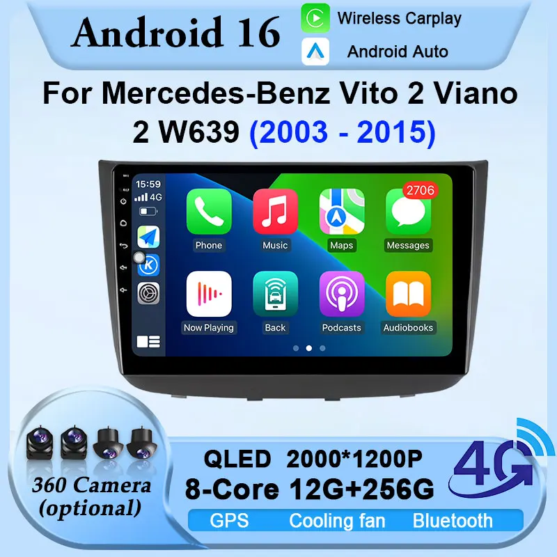 GPS Video Auto Radio For Mercedes-Benz Vito 2 W639 Viano 2 W639 2003 - 2015 Video Android 16 Car Navigation 4G Stereo BT Stereo
GPS Video Auto Radio For Mercedes-Benz Vito 2 W639 Viano 2 W639 2003 - 2015 Video Android 16 Car Navigation 4G Stereo BT Stereo