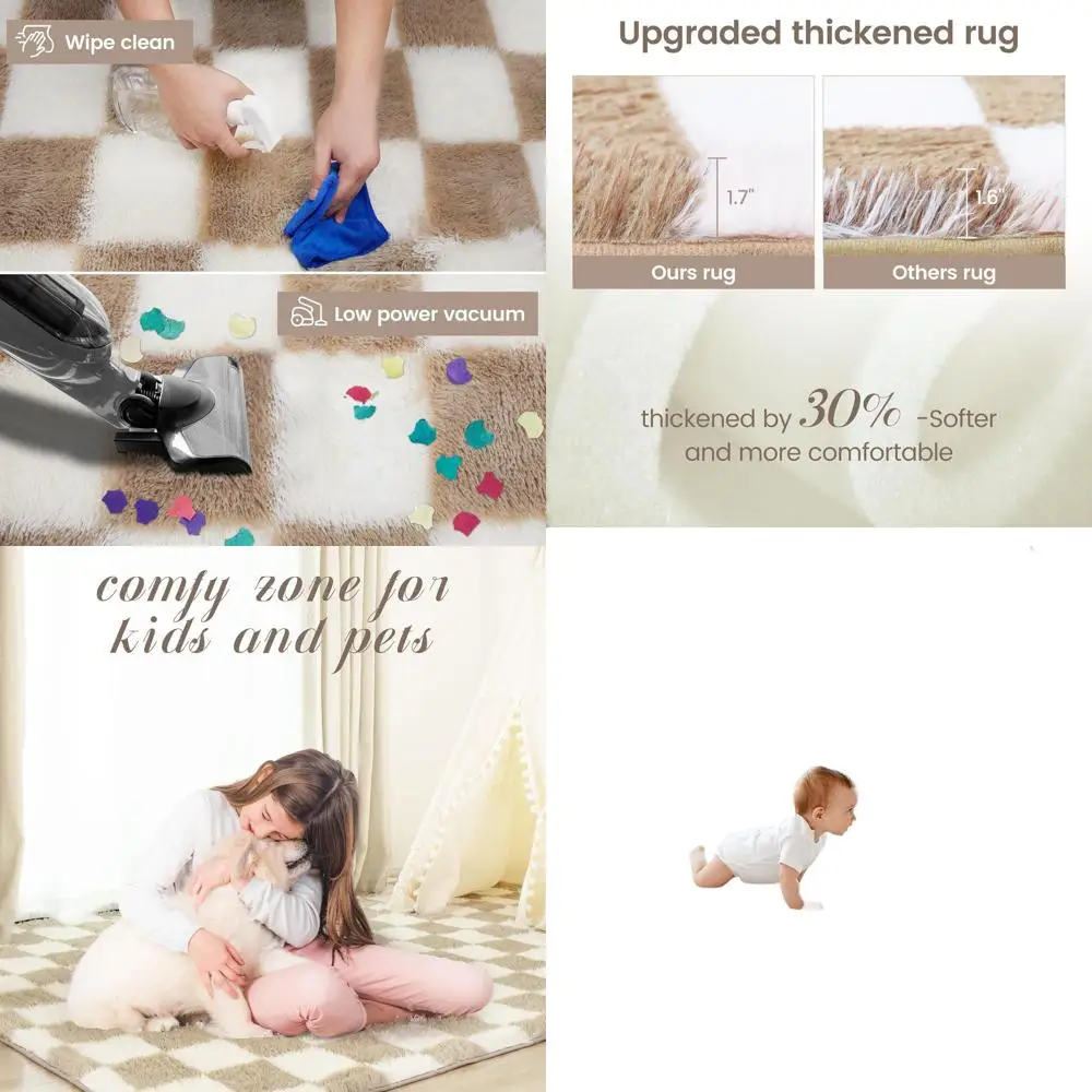 Luxurious Plush Checkered Beige & White 6x9 Area Rug, Soft Fluffy Anti-Skid Carpet for Home Decor
Luxurious Plush Checkered Beige & White 6x9 Area Rug, Soft Fluffy Anti-Skid Carpet for Home Decor