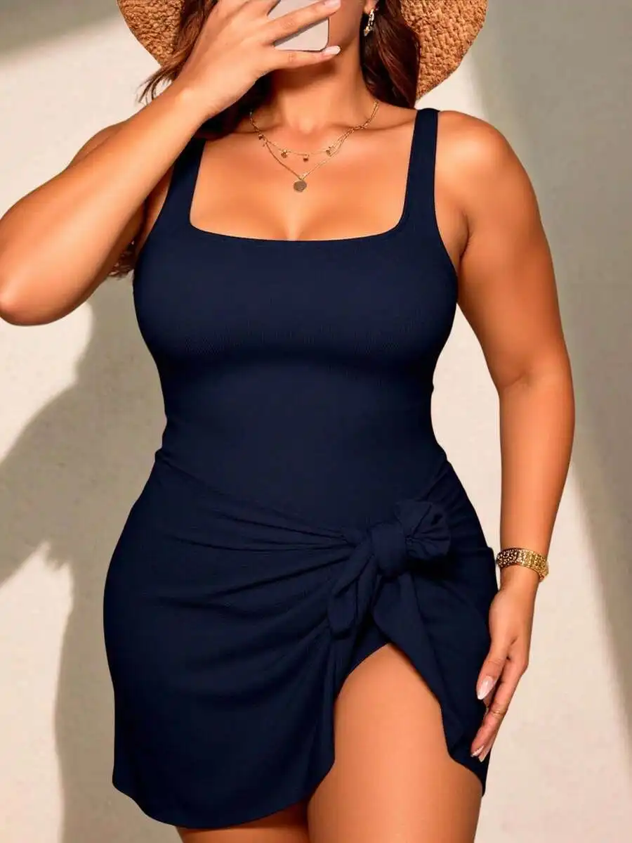 Plus Size Summer Beach Solid Knotted Hem Swimsuit Skirt
Plus Size Summer Beach Solid Knotted Hem Swimsuit Skirt