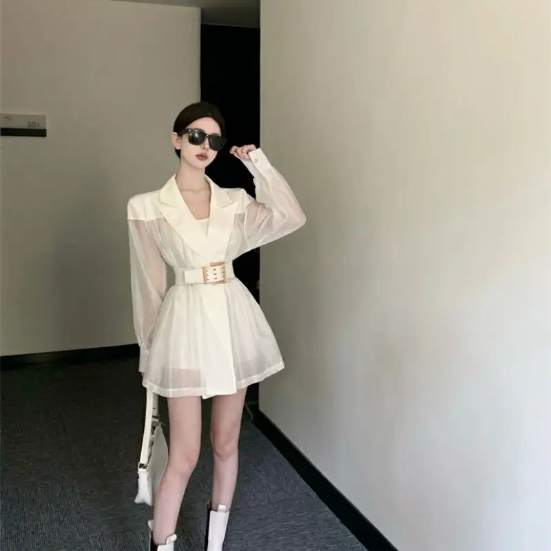 Korean Style White Mesh Long Sleeve Jackets Lace Up Slim Waist Thin Suit Coat Women Autumn New Casual Tops Mujer Ropa Shirts
Korean Style White Mesh Long Sleeve Jackets Lace Up Slim Waist Thin Suit Coat Women Autumn New Casual Tops Mujer Ropa Shirts