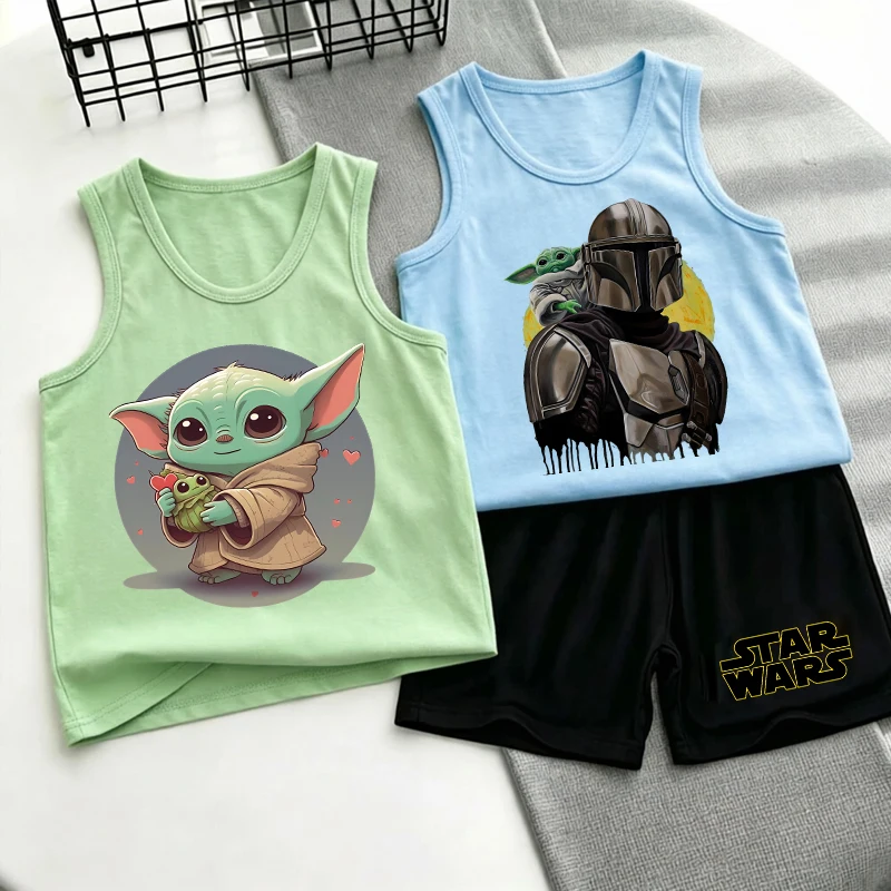 Star Wars Children Vest+shorts Set Girls Baby Anime Figure T-shirt Set Cartoon Casual Short Sleeve Cartoon Top Clothing Kid Tee
Star Wars Children Vest+shorts Set Girls Baby Anime Figure T-shirt Set Cartoon Casual Short Sleeve Cartoon Top Clothing Kid Tee