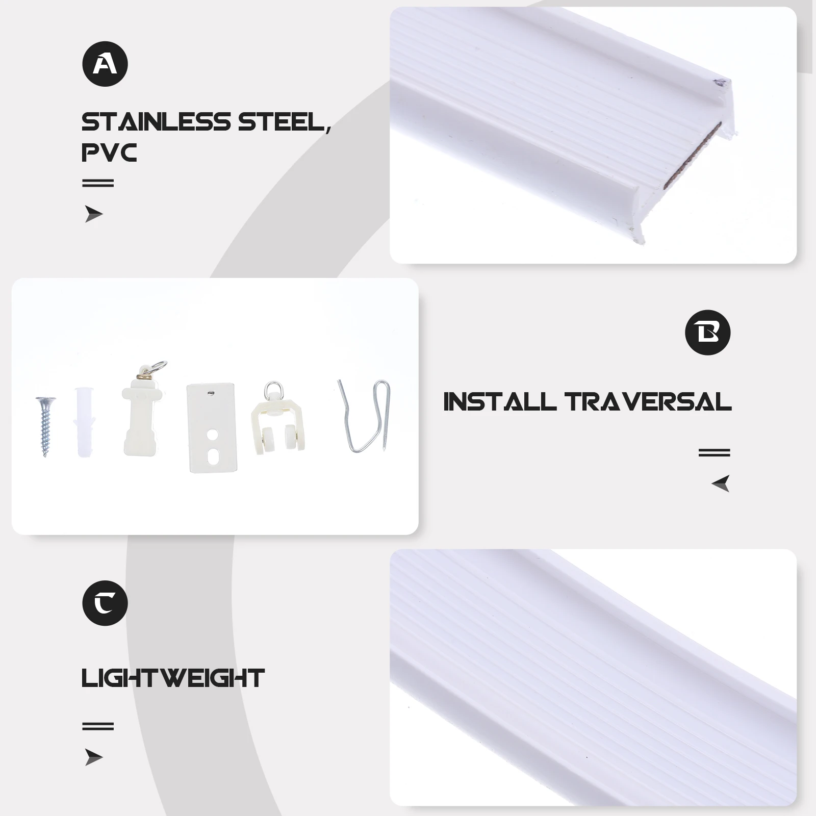Stainless Steel PVC Ceiling Curtain Track System Strong Load Bearing Stable Lightweight Smooth Roller Noise Reduction
Stainless Steel PVC Ceiling Curtain Track System Strong Load Bearing Stable Lightweight Smooth Roller Noise Reduction