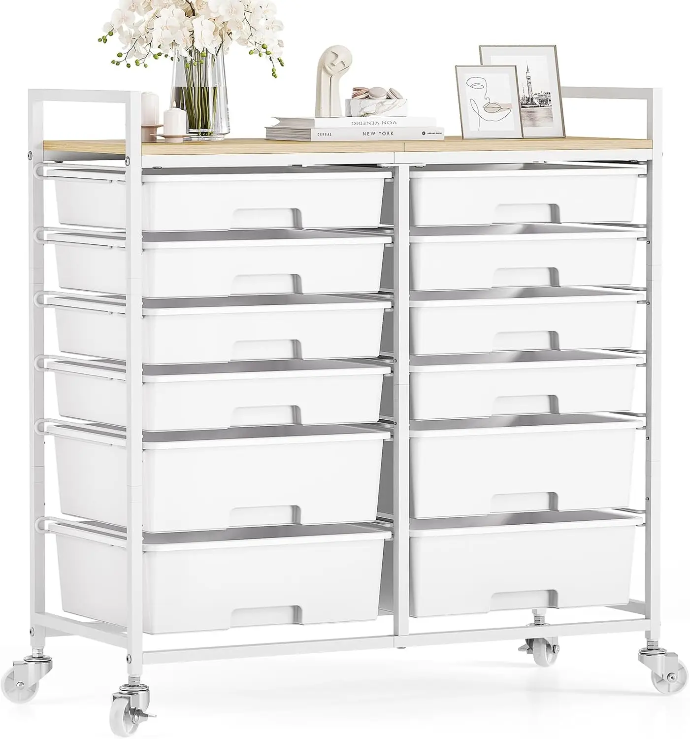 Rolling Storage Cart with 12 Drawers, Wooden Tabletop Utility Cart for Craft Storage, Home Office Organization, Teacher Cart
Rolling Storage Cart with 12 Drawers, Wooden Tabletop Utility Cart for Craft Storage, Home Office Organization, Teacher Cart
