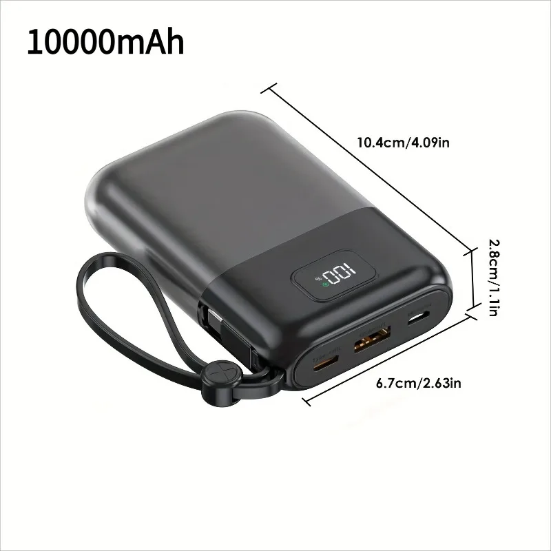 Power Bank, портативное зарядное устройство емкостью 10000 мАч со встроенным кабелем USB-C, аккумулятор для быстрой зарядки для серии телефонов, Galaxy, Pad и многого другого
Power Bank, портативное зарядное устройство емкостью 10000 мАч со встроенным кабелем USB-C, аккумулятор для быстрой зарядки для серии телефонов, Galaxy, Pad и многого другого