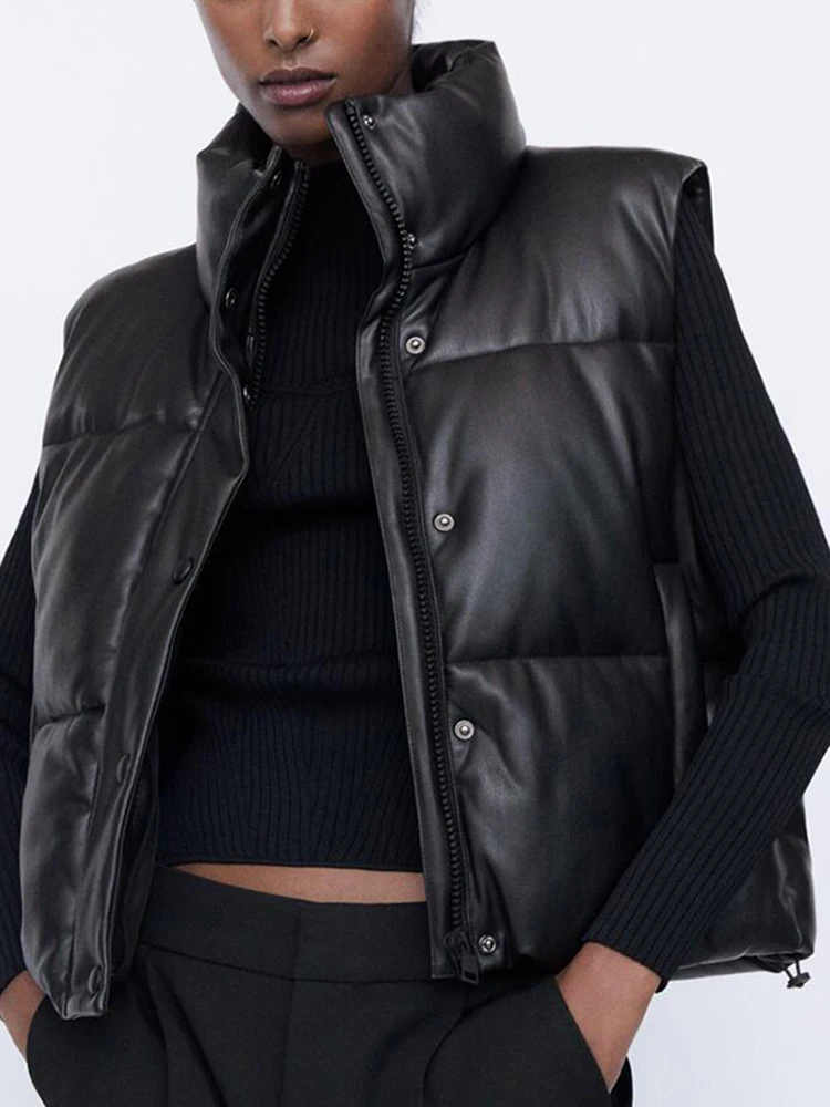 Sleeveless Vest Women Waistcoat Winter Zipper Leather Jacket Vest Cotton Coat Female Stand Collar Waistcoat Short Chaleco Mujer
Sleeveless Vest Women Waistcoat Winter Zipper Leather Jacket Vest Cotton Coat Female Stand Collar Waistcoat Short Chaleco Mujer