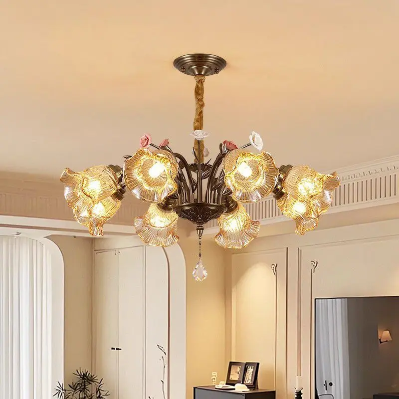 French antique 2026 new living room chandelier romantic ceramic flower retro high-end atmosphere dining room bedroom light
French antique 2026 new living room chandelier romantic ceramic flower retro high-end atmosphere dining room bedroom light