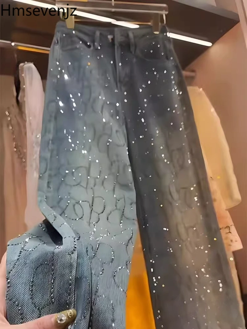 Hmsevenjz Casual Diamond Jeans Women's Autumn and Winter High Waisted Loose Wide Leg Floor Pants Fashion Female Clothes
Hmsevenjz Casual Diamond Jeans Women's Autumn and Winter High Waisted Loose Wide Leg Floor Pants Fashion Female Clothes