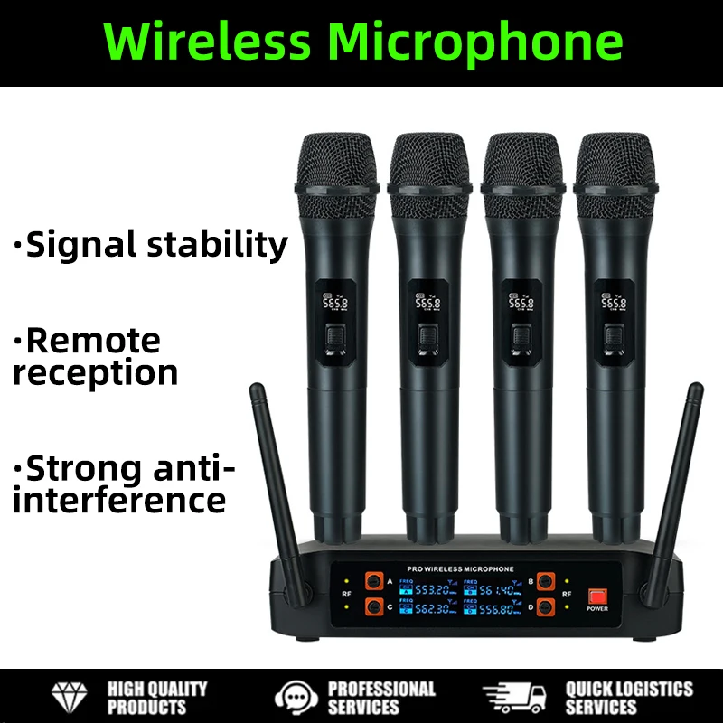 Профессиональный беспроводной микрофон UHF, 4-канальный, с фиксированной частотой, портативное устройство для сценических выступлений, домашних вечеринок, церквей
Профессиональный беспроводной микрофон UHF, 4-канальный, с фиксированной частотой, портативное устройство для сценических выступлений, домашних вечеринок, церквей