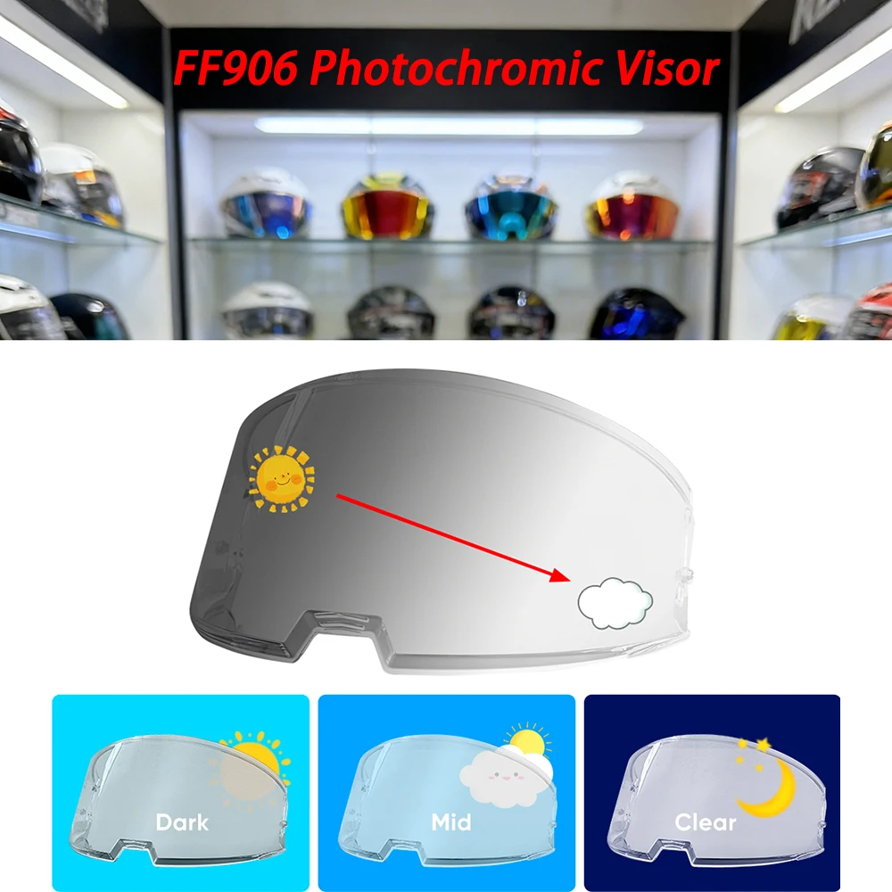 Motorcycle Helmet Photochromic Visor Lenses which Automatically Darkens & Clears Helmet Shield Fit for LS2 FF906 Advant
Motorcycle Helmet Photochromic Visor Lenses which Automatically Darkens & Clears Helmet Shield Fit for LS2 FF906 Advant