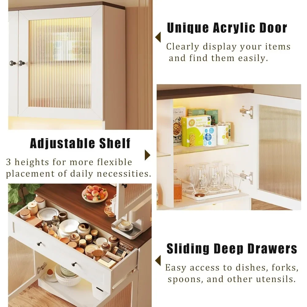 71" Pantry Cabinet with LED Lights and Charging Station, Kitchen Pantry Storage Cabinet with Large Drawer
71" Pantry Cabinet with LED Lights and Charging Station, Kitchen Pantry Storage Cabinet with Large Drawer
