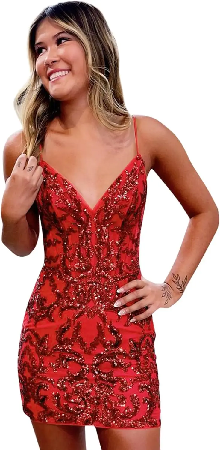 Spaghetti Straps Tight Homecoming Dresses for Teens Sparkly Sequin Corset Prom Cocktail Party Gown formal dress evening dress
Spaghetti Straps Tight Homecoming Dresses for Teens Sparkly Sequin Corset Prom Cocktail Party Gown formal dress evening dress