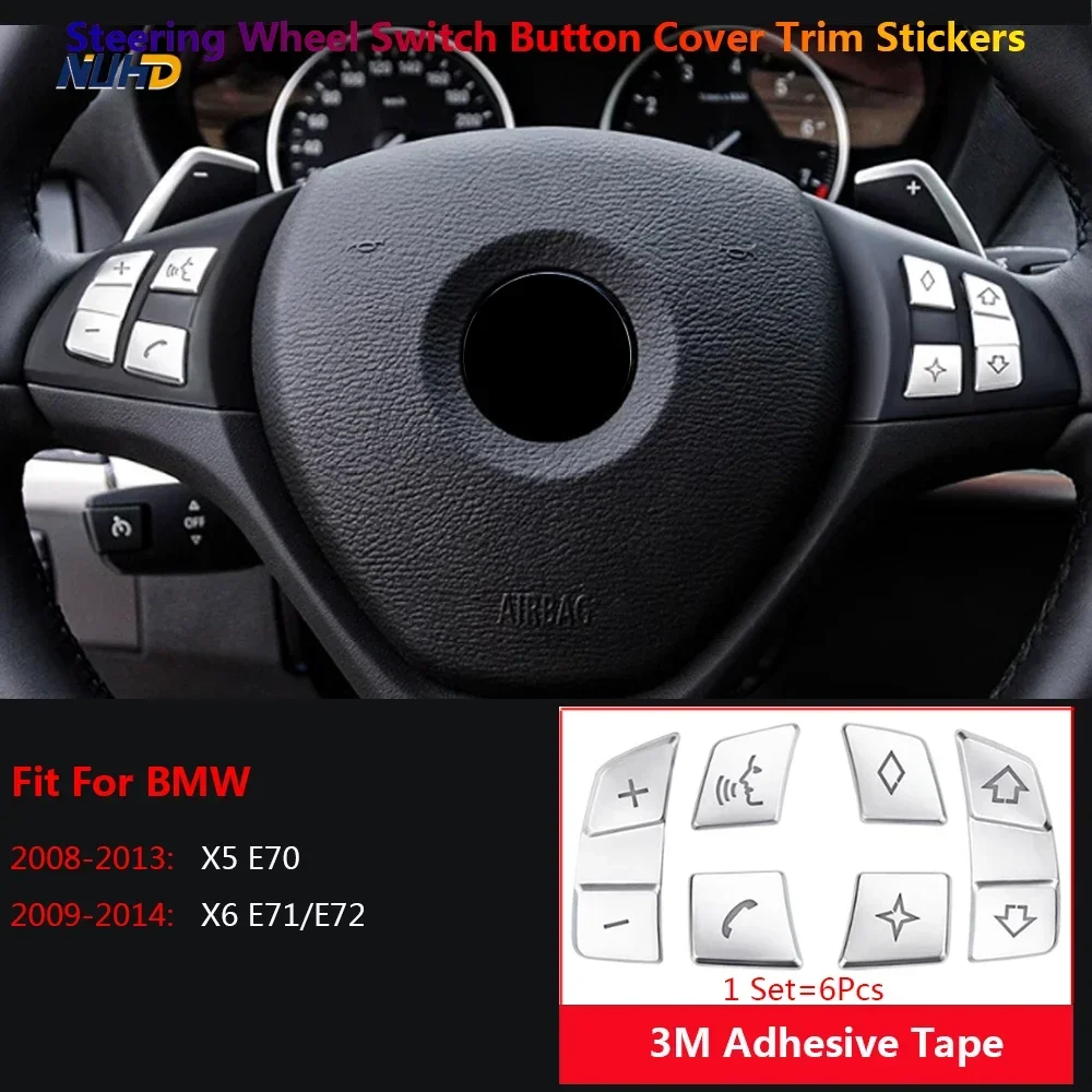 ABS Car Steering Wheel Switch Button Cover Trim Protector Patch For BMW X5 X6 E70 E71 Interior Stickers Decoration Accessories
ABS Car Steering Wheel Switch Button Cover Trim Protector Patch For BMW X5 X6 E70 E71 Interior Stickers Decoration Accessories