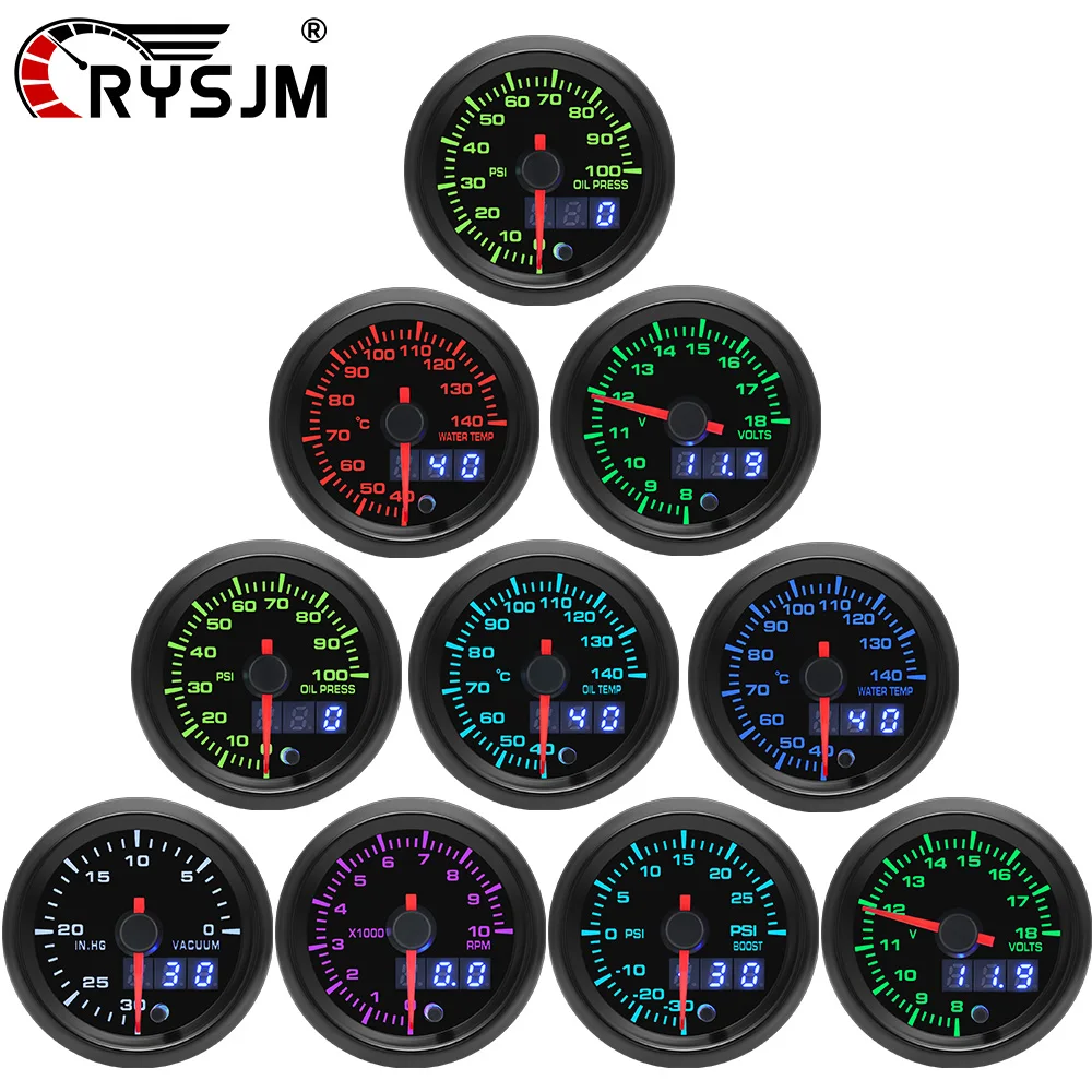 2" 52mm 7 Colors LED Dual Display Boost PSI/Water Temp/Oil Temp/Oil Pressure/Voltmeter/Tachometer RPM VACUUM Car Gauge+Gauge Pod
2" 52mm 7 Colors LED Dual Display Boost PSI/Water Temp/Oil Temp/Oil Pressure/Voltmeter/Tachometer RPM VACUUM Car Gauge+Gauge Pod