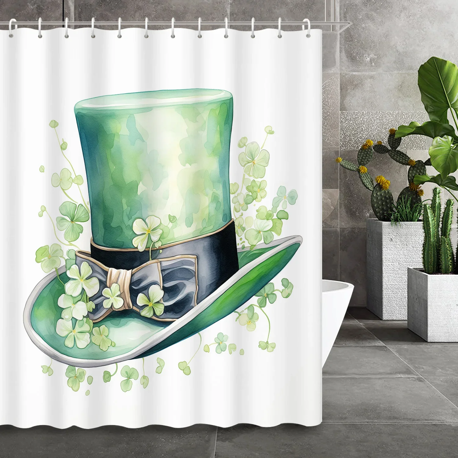Занавеска для душа с зеленой шляпой четырехлистного клевера и растительным принтом с 12 крючками — декор и аксессуары для ванной комнаты
Занавеска для душа с зеленой шляпой четырехлистного клевера и растительным принтом с 12 крючками — декор и аксессуары для ванной комнаты
