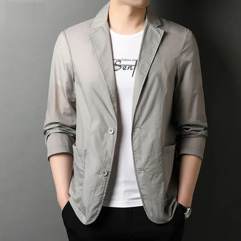 Summer Thin Style Ice Silk Suit Men Business Affairs Casual Trend Solid Color Tailored Collar Ventilation Korean Slim Coat JJ178
Summer Thin Style Ice Silk Suit Men Business Affairs Casual Trend Solid Color Tailored Collar Ventilation Korean Slim Coat JJ178