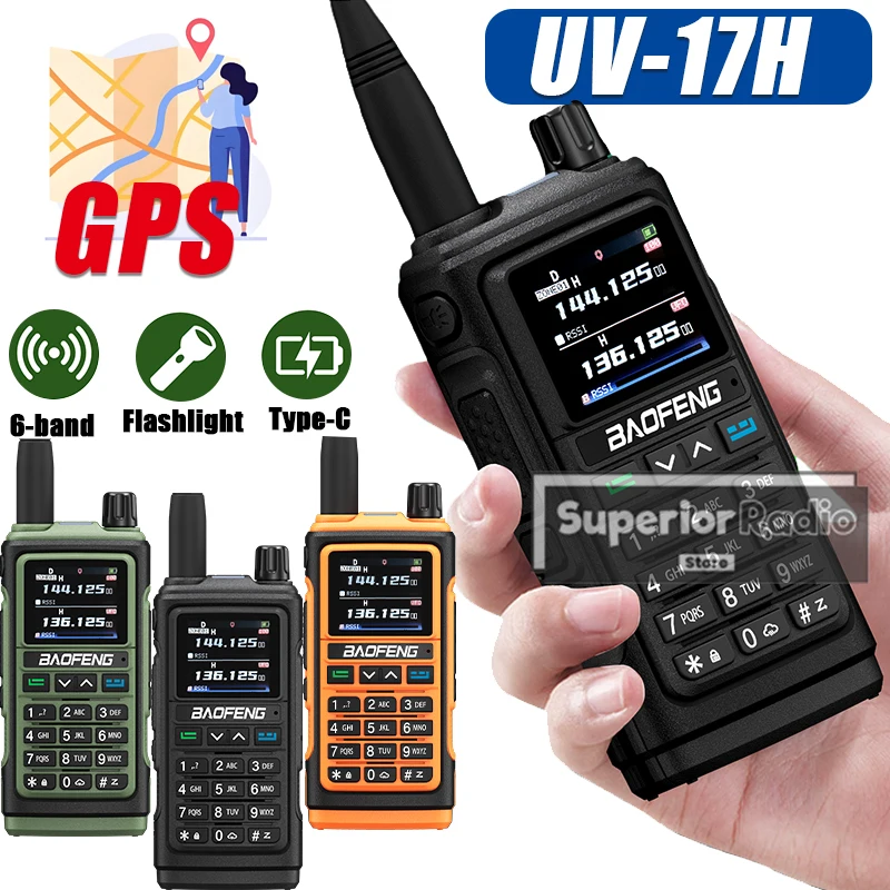 BAOFENG UV-17H GPS Walkie Talkie Two Way Radio High Power Transmission Time-out Timer USB-C Charigng NOAA Channels AM Receiving
BAOFENG UV-17H GPS Walkie Talkie Two Way Radio High Power Transmission Time-out Timer USB-C Charigng NOAA Channels AM Receiving