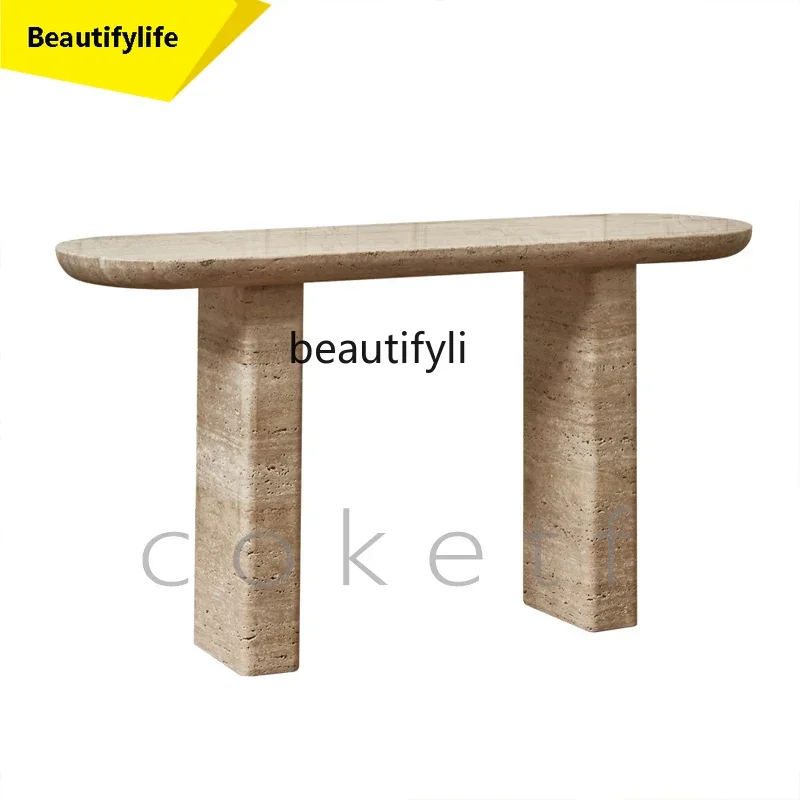 A38 French designer light luxury high-end natural Roman travertine marble entrance table living room against the wall entrance t
A38 French designer light luxury high-end natural Roman travertine marble entrance table living room against the wall entrance t