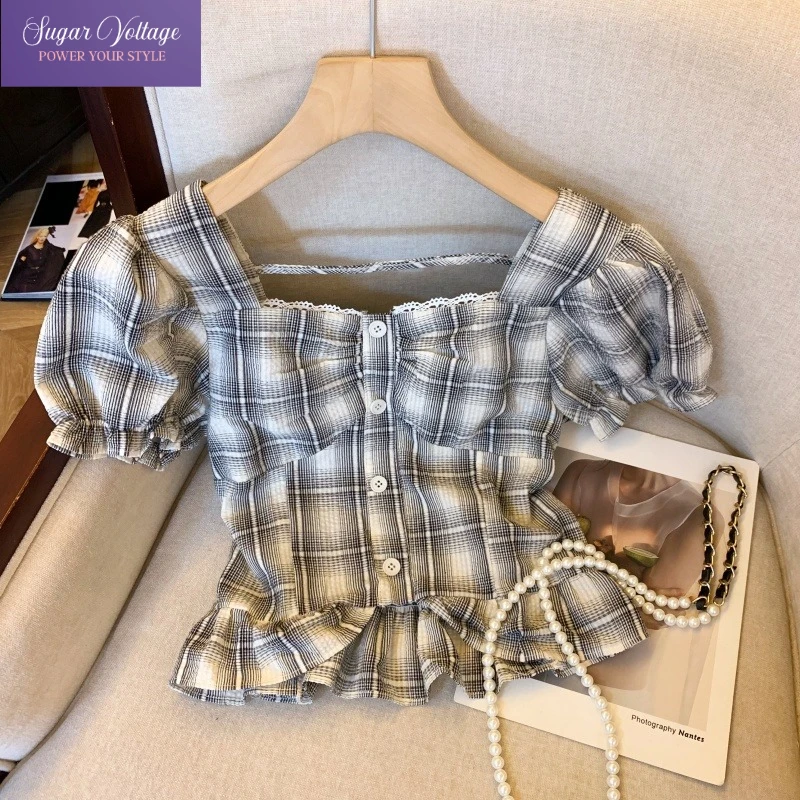 Французские элегантные топы с рюшами и отделкой в стиле ретро, пышные топы с короткими рукавами, женские летние короткие рубашки с квадратным вырезом, корейская шикарная милая футболка
Французские элегантные топы с рюшами и отделкой в стиле ретро, пышные топы с короткими рукавами, женские летние короткие рубашки с квадратным вырезом, корейская шикарная милая футболка